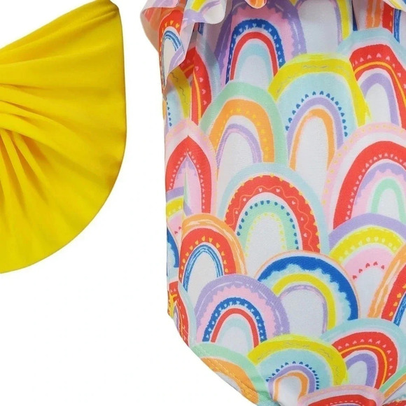 12m Baby Girls Rainbow One Piece Swimsuit with Matching Hair Turban Swimwear - Picture 4 of 6